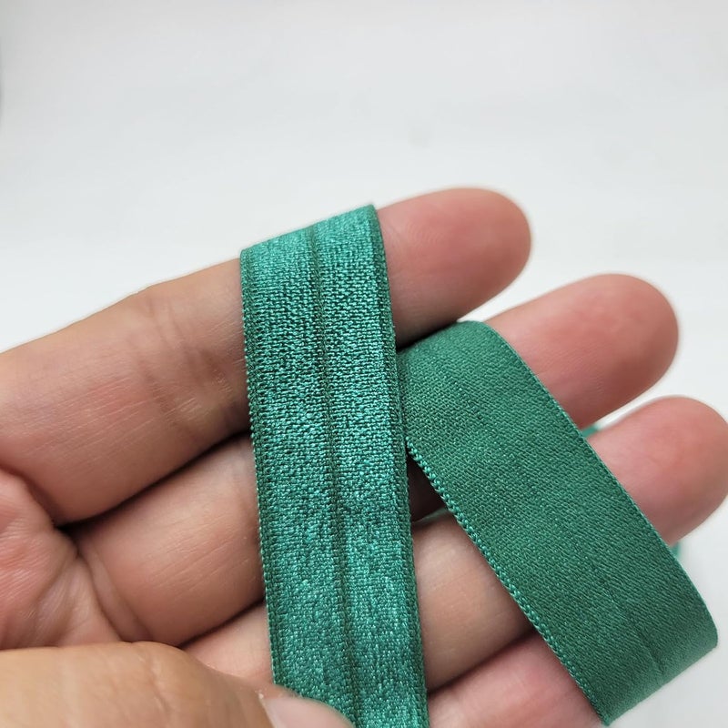 FAYADA Fold Over Elastic,5/8" Foldover FOE Trim Elastic Ribbon,Stretch FOE Band for Hair Ties Headbands Sewing Craft -5 Yards (Forest Green) - Image 4